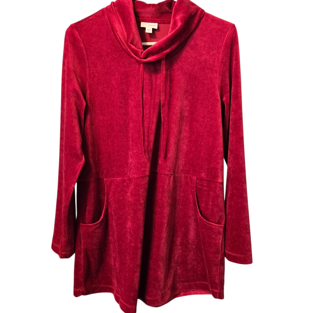 PURE JILL Women's Red Velvet Tunic Top